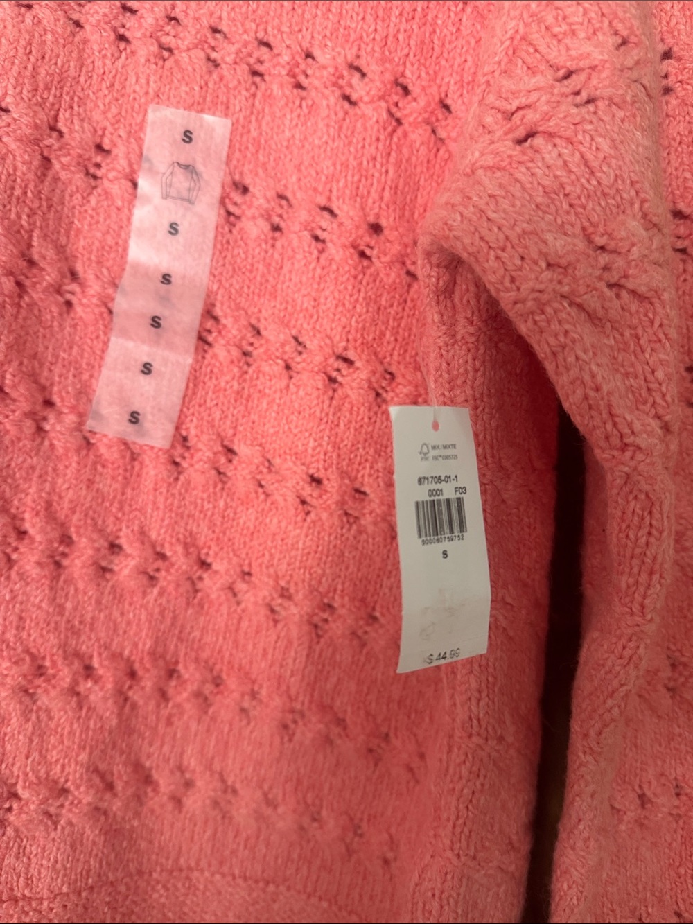 Old Navy Pink Openwork Crewneck Sweater - Picture 2 of 4